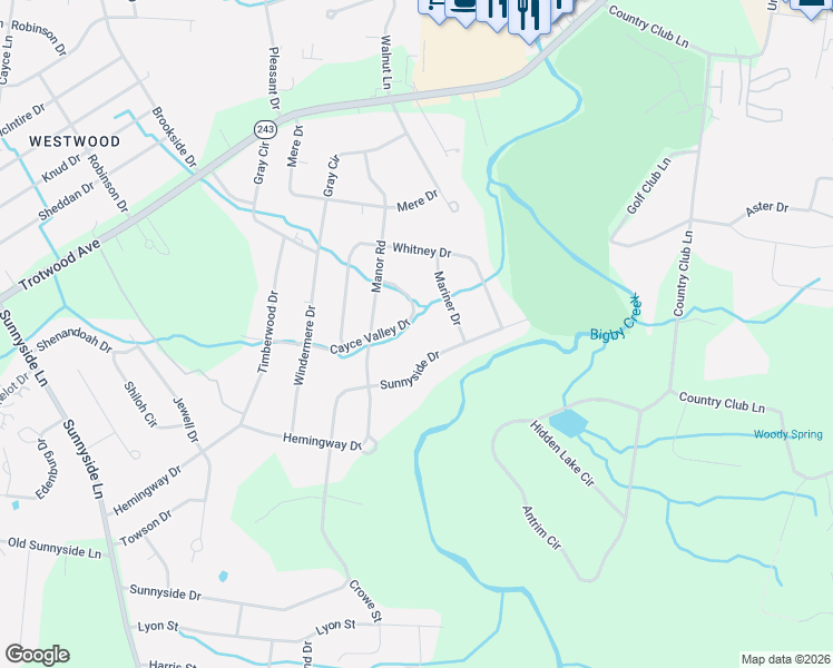 map of restaurants, bars, coffee shops, grocery stores, and more near 111 Cayce Valley Drive in Columbia
