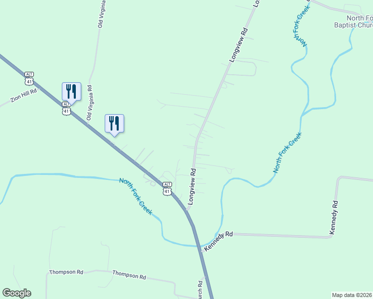 map of restaurants, bars, coffee shops, grocery stores, and more near 839 Longview Road in Shelbyville