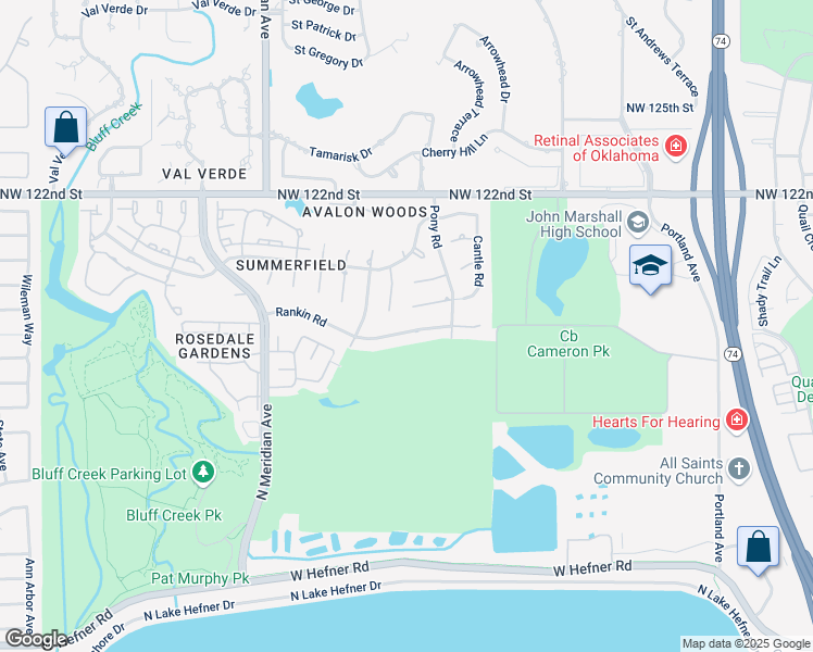 map of restaurants, bars, coffee shops, grocery stores, and more near 4225 Rankin Road in Oklahoma City