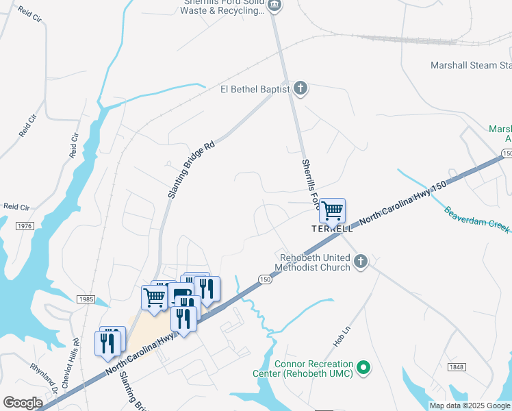 map of restaurants, bars, coffee shops, grocery stores, and more near 3766 Yorkshire Place in Sherrills Ford