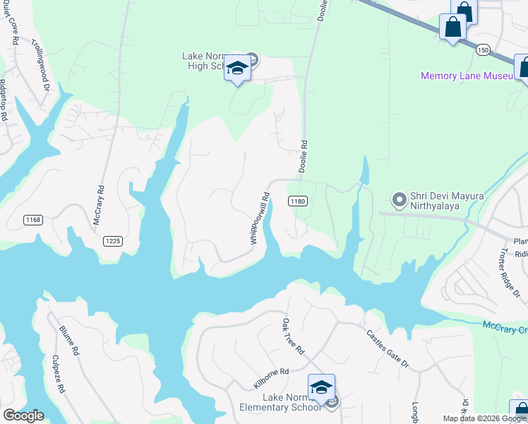 map of restaurants, bars, coffee shops, grocery stores, and more near 161 Whippoorwill Road in Mooresville