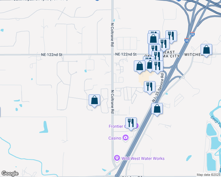 map of restaurants, bars, coffee shops, grocery stores, and more near 11928 Gwendolyn Lane in Oklahoma City