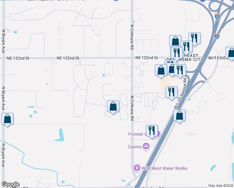 map of restaurants, bars, coffee shops, grocery stores, and more near 11924 Whitney Way in Oklahoma City