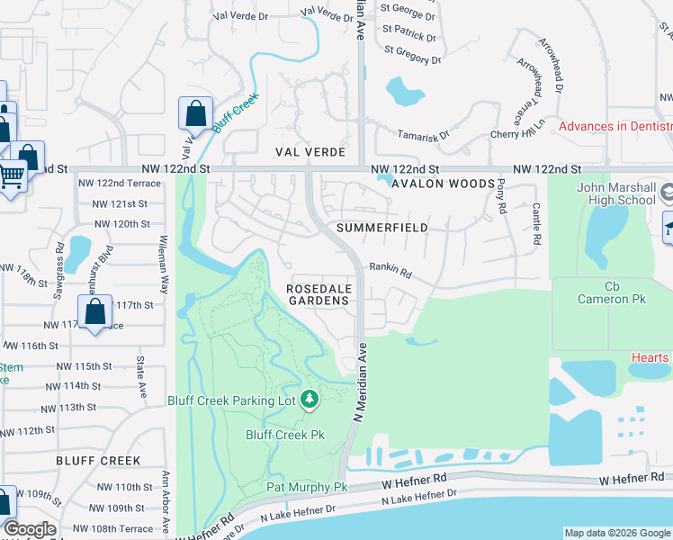 map of restaurants, bars, coffee shops, grocery stores, and more near 4505 Northwest 119th Street in Oklahoma City
