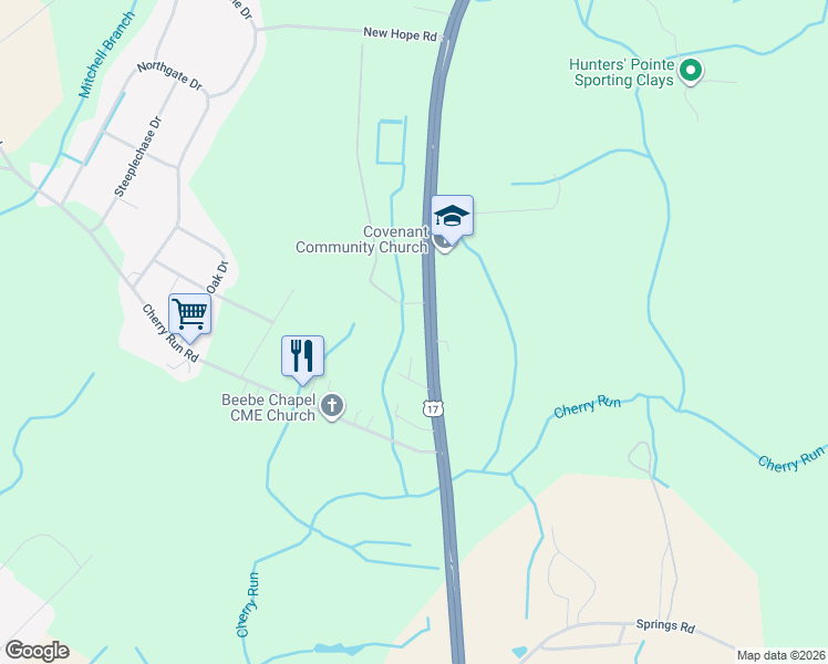 map of restaurants, bars, coffee shops, grocery stores, and more near 2937 U.S. 17 in Washington