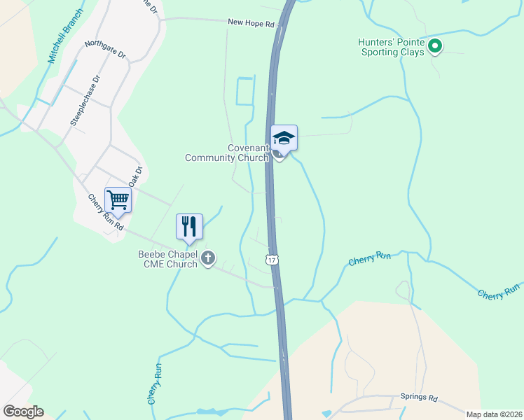 map of restaurants, bars, coffee shops, grocery stores, and more near 2937 U.S. 17 in Washington