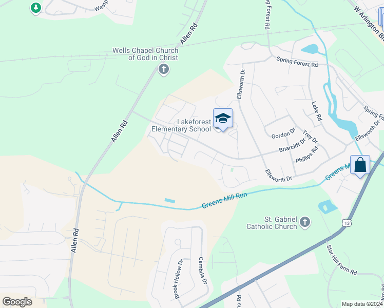 map of restaurants, bars, coffee shops, grocery stores, and more near 3336 Pacolet Drive in Greenville