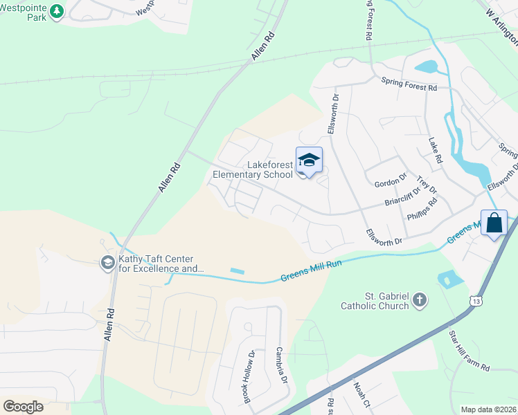 map of restaurants, bars, coffee shops, grocery stores, and more near 124 Chandler Drive in Greenville