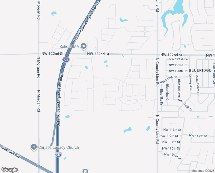 map of restaurants, bars, coffee shops, grocery stores, and more near 9322-9600 Northwest 122nd Street in Yukon