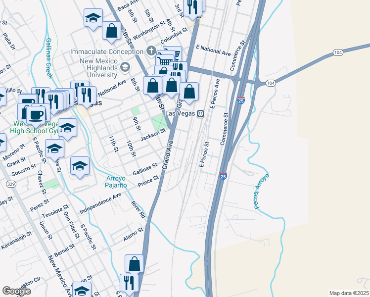 map of restaurants, bars, coffee shops, grocery stores, and more near 309 Railroad Avenue in Las Vegas