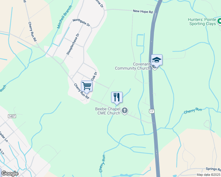 map of restaurants, bars, coffee shops, grocery stores, and more near 350 Cherry Run Road in Washington