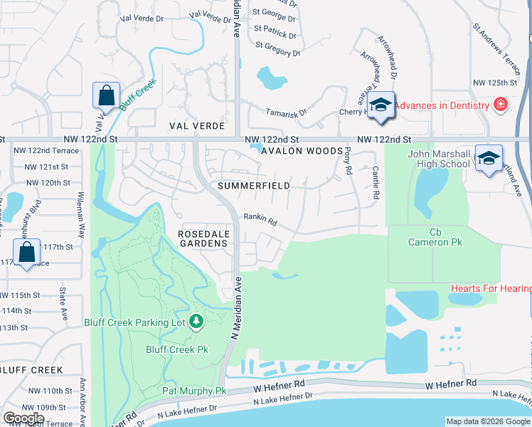 map of restaurants, bars, coffee shops, grocery stores, and more near 4416 Rankin Road in Oklahoma City