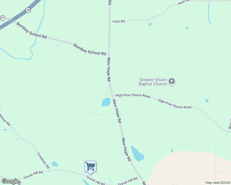 map of restaurants, bars, coffee shops, grocery stores, and more near 5657 New Hope Road in Denton