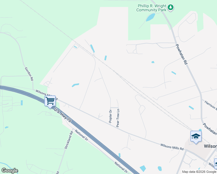 map of restaurants, bars, coffee shops, grocery stores, and more near 126 Poplar Drive in Clayton