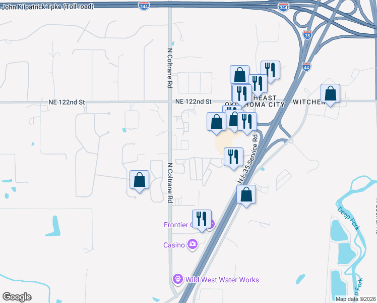 map of restaurants, bars, coffee shops, grocery stores, and more near 4324 Northeast 119th Street in Oklahoma City