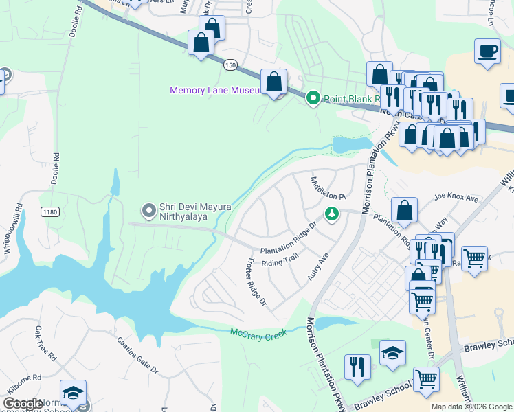 map of restaurants, bars, coffee shops, grocery stores, and more near 208 Montibello Drive in Mooresville
