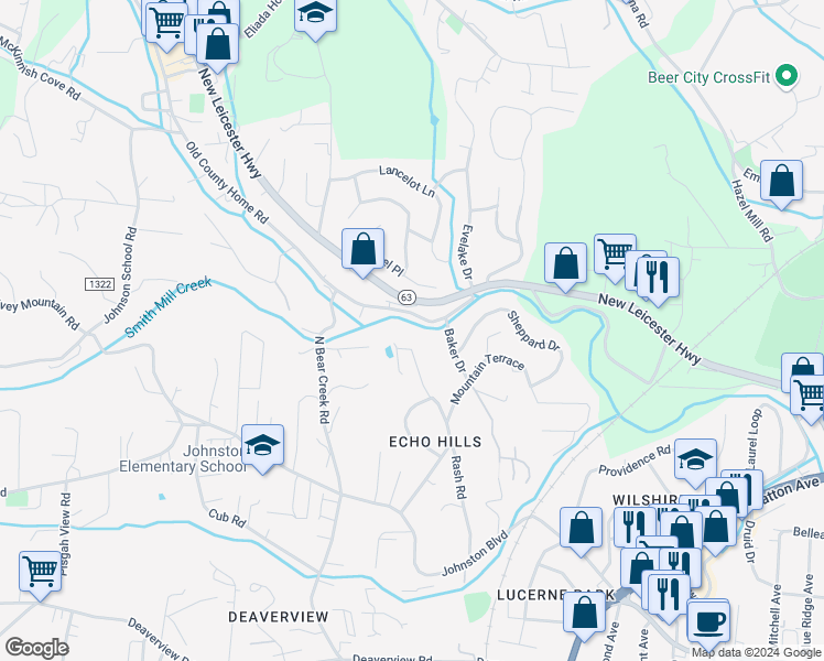 map of restaurants, bars, coffee shops, grocery stores, and more near 208 New Leicester Highway in Asheville