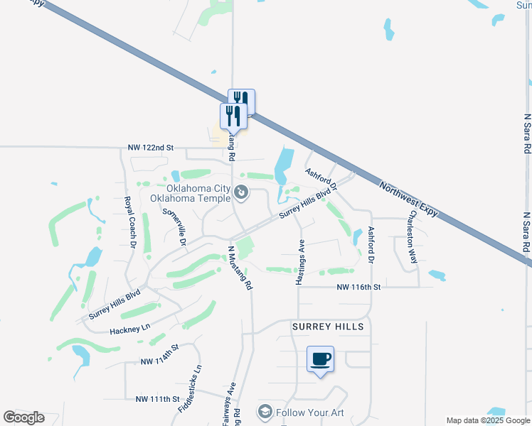 map of restaurants, bars, coffee shops, grocery stores, and more near 11915 Wickford Place in Yukon