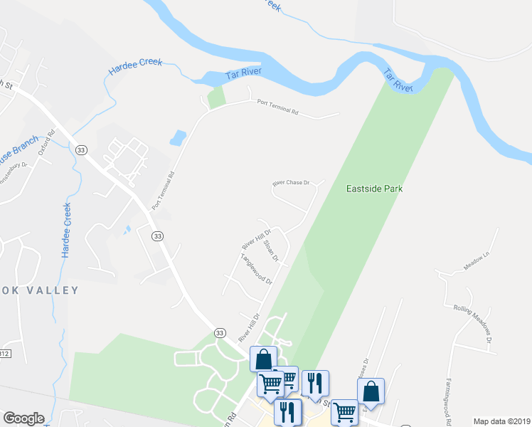 map of restaurants, bars, coffee shops, grocery stores, and more near 111 Syme Circle in Greenville