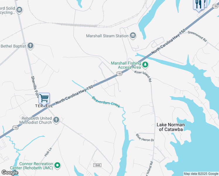 map of restaurants, bars, coffee shops, grocery stores, and more near 8435 Jane Drive in Lake Norman of Catawba