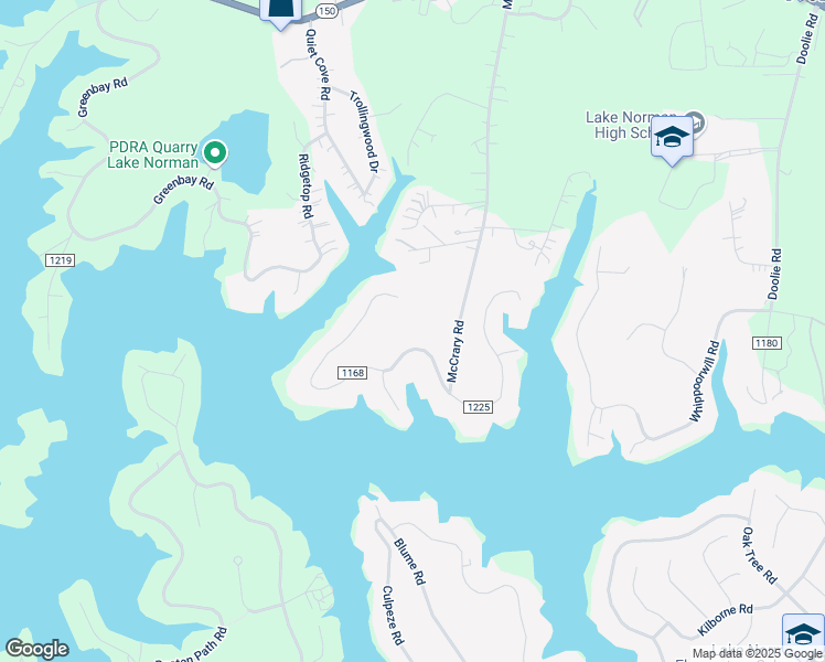 map of restaurants, bars, coffee shops, grocery stores, and more near 236 Riverwood Road in Mooresville