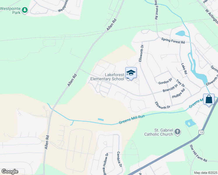 map of restaurants, bars, coffee shops, grocery stores, and more near 3325 Briarcliff Drive in Greenville