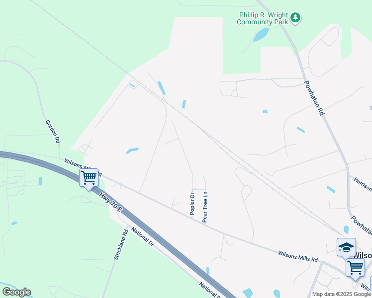 map of restaurants, bars, coffee shops, grocery stores, and more near 134 Poplar Drive in Clayton