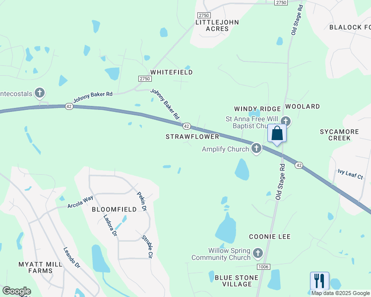 map of restaurants, bars, coffee shops, grocery stores, and more near 6721 Dianthus Drive in Wake County