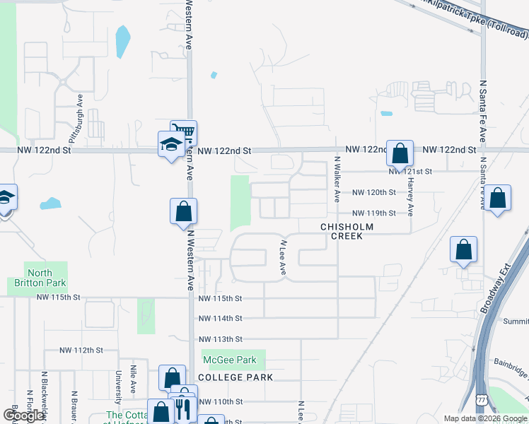 map of restaurants, bars, coffee shops, grocery stores, and more near 12016 N Francis Ave in Oklahoma City