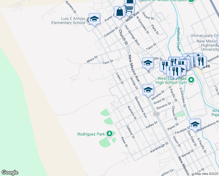 map of restaurants, bars, coffee shops, grocery stores, and more near 2009 Santa Ana Street in Las Vegas