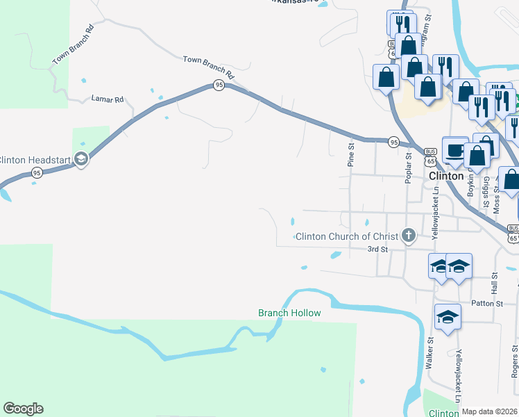 map of restaurants, bars, coffee shops, grocery stores, and more near 1675 3rd Street in Clinton