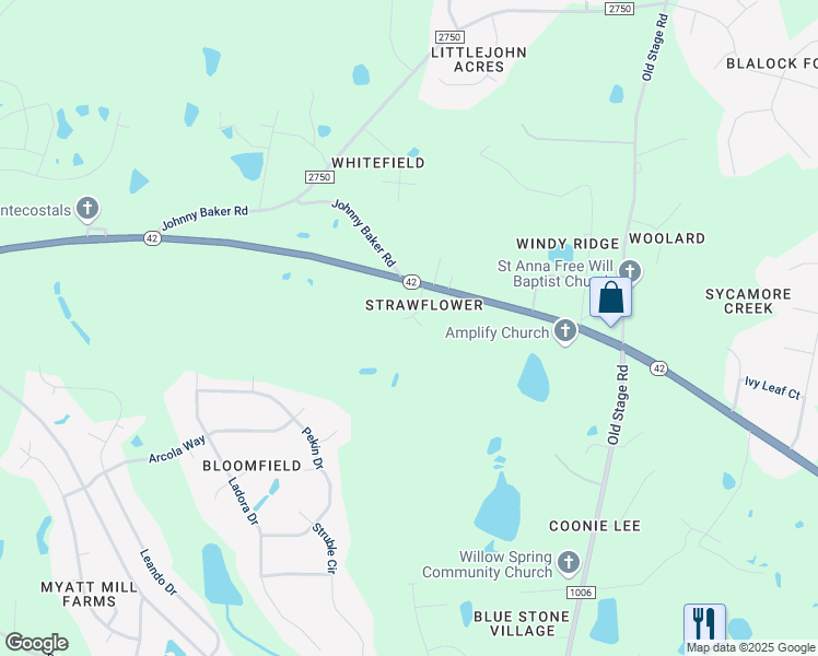map of restaurants, bars, coffee shops, grocery stores, and more near 6721 Dianthus Drive in Wake County