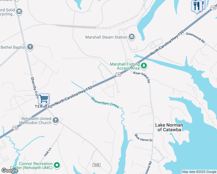 map of restaurants, bars, coffee shops, grocery stores, and more near 8435 Jane Drive in Lake Norman of Catawba