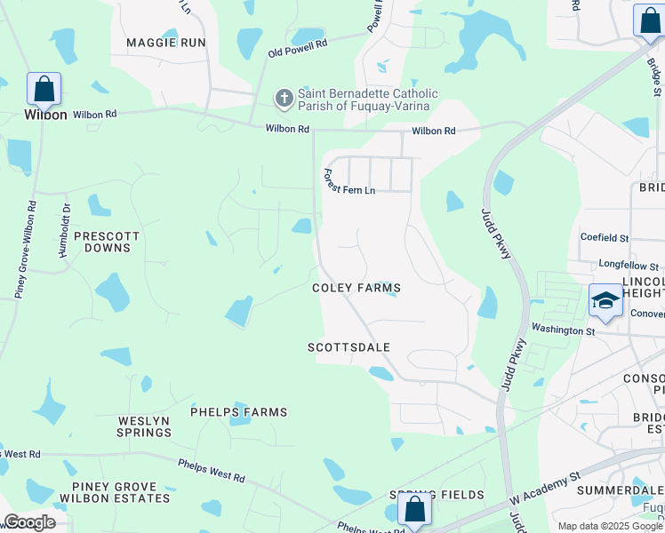 map of restaurants, bars, coffee shops, grocery stores, and more near 612 Coley Farm Road in Fuquay-Varina