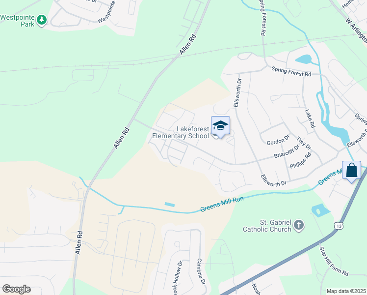 map of restaurants, bars, coffee shops, grocery stores, and more near 3325 Briarcliff Drive in Greenville