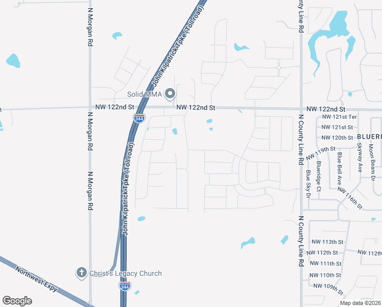 map of restaurants, bars, coffee shops, grocery stores, and more near 9322-9600 Northwest 122nd Street in Yukon
