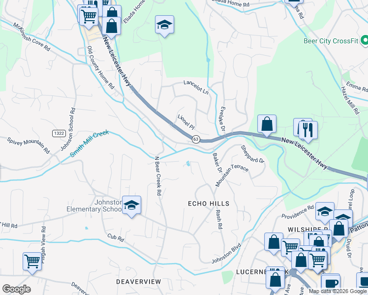 map of restaurants, bars, coffee shops, grocery stores, and more near 136 Old County Home Road in Asheville