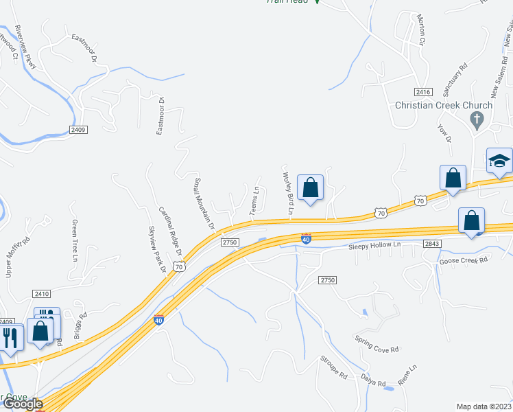 map of restaurants, bars, coffee shops, grocery stores, and more near 9 Teems Lane in Asheville