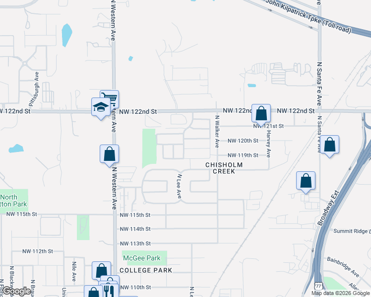 map of restaurants, bars, coffee shops, grocery stores, and more near 12021 Chisholm Village Drive in Oklahoma City
