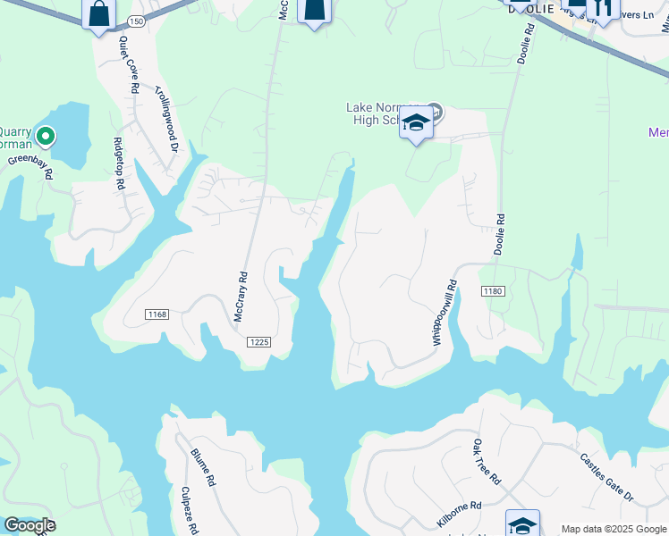 map of restaurants, bars, coffee shops, grocery stores, and more near 309 Whippoorwill Road in Mooresville