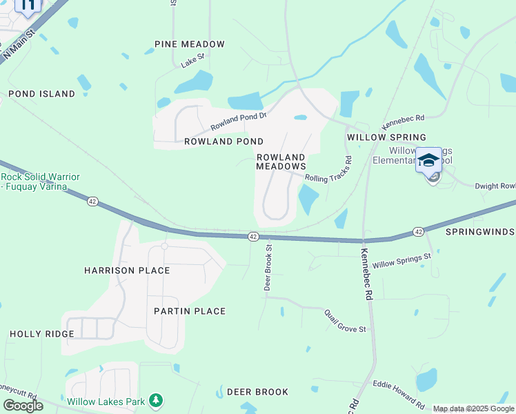map of restaurants, bars, coffee shops, grocery stores, and more near 621 Spruce Meadows Lane in Wake County