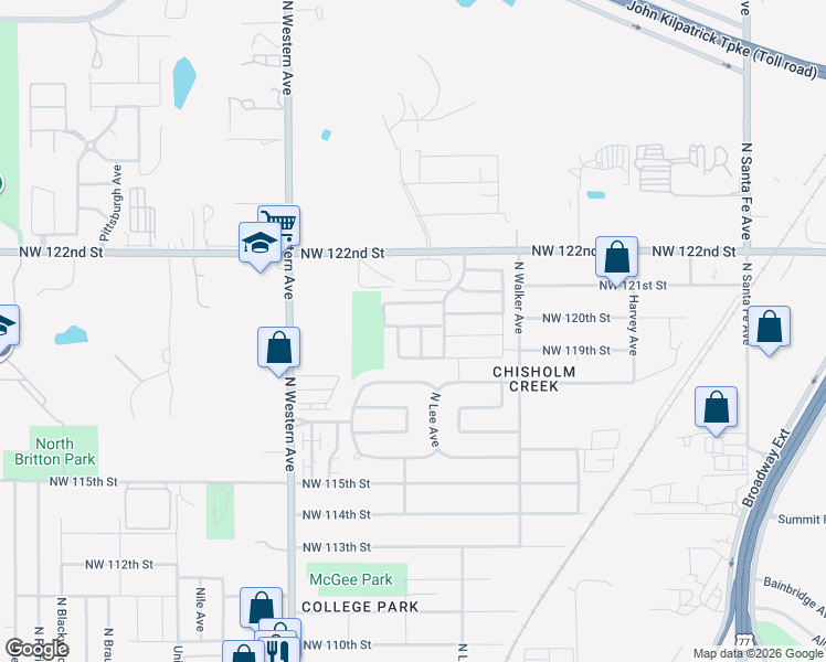 map of restaurants, bars, coffee shops, grocery stores, and more near 12016 North Francis Avenue in Oklahoma City