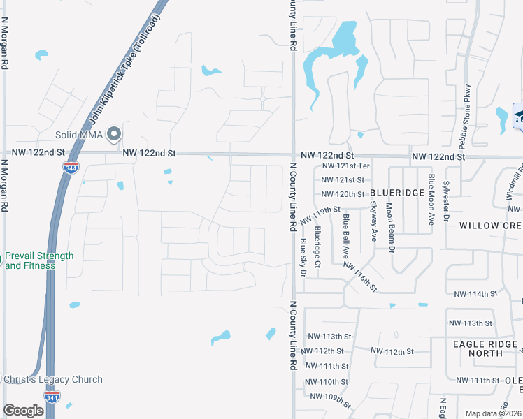 map of restaurants, bars, coffee shops, grocery stores, and more near 9024 Northwest 119th Street in Yukon