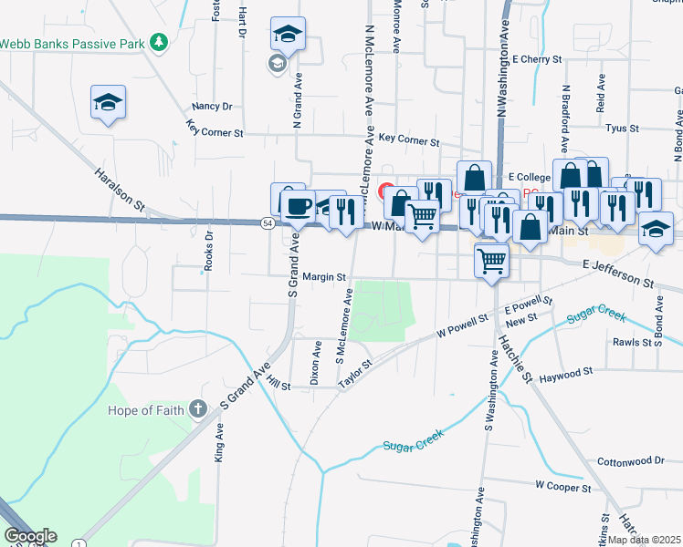 map of restaurants, bars, coffee shops, grocery stores, and more near 511 Margin Street in Brownsville