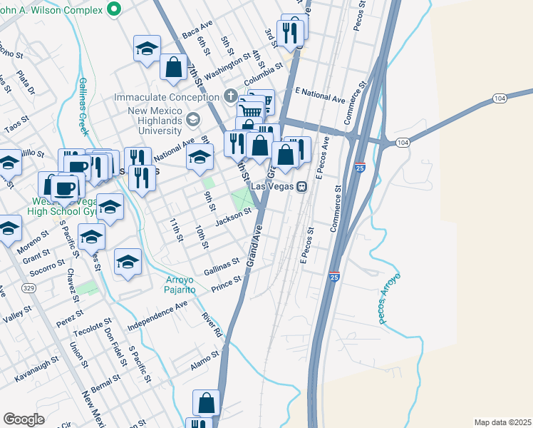 map of restaurants, bars, coffee shops, grocery stores, and more near 615-699 Jackson St in Las Vegas