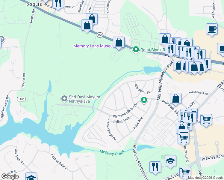 map of restaurants, bars, coffee shops, grocery stores, and more near 208 Montibello Drive in Mooresville
