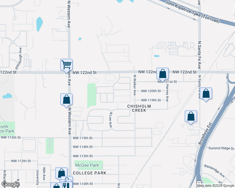 map of restaurants, bars, coffee shops, grocery stores, and more near 12021 Chisholm Village Drive in Oklahoma City