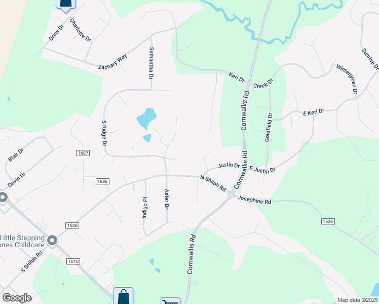 map of restaurants, bars, coffee shops, grocery stores, and more near 6913 Jason Circle in Garner