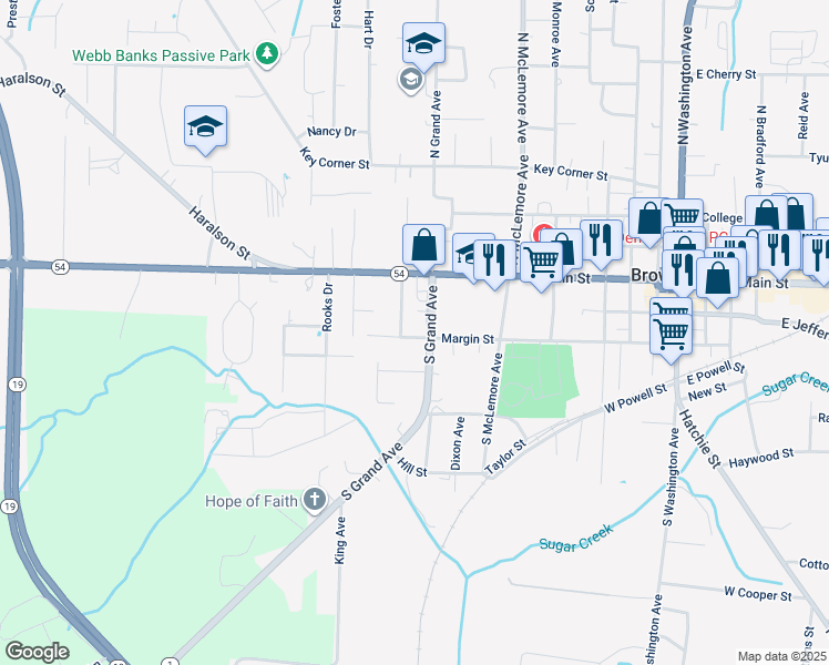 map of restaurants, bars, coffee shops, grocery stores, and more near 717 Margin Street in Brownsville