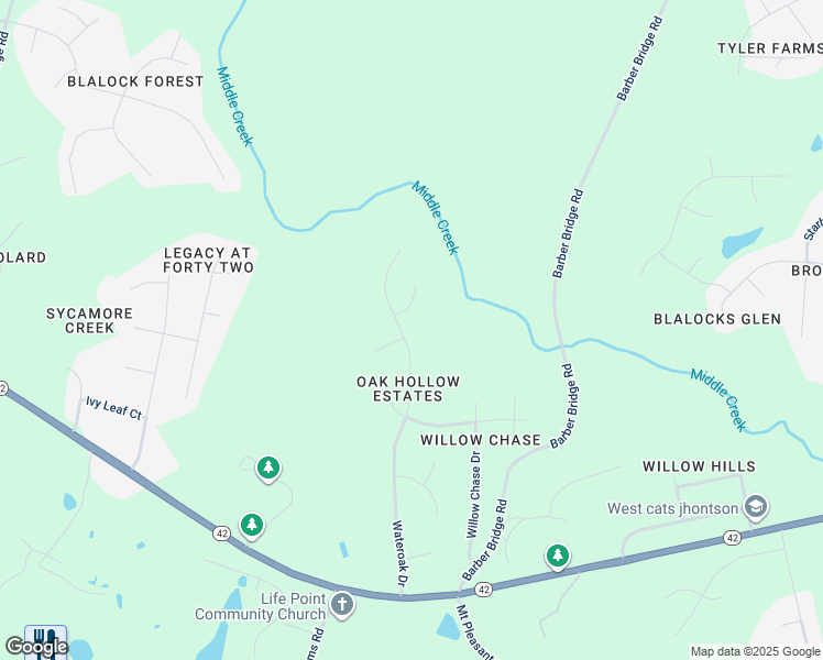 map of restaurants, bars, coffee shops, grocery stores, and more near 6541 Wateroak Drive in Wake County
